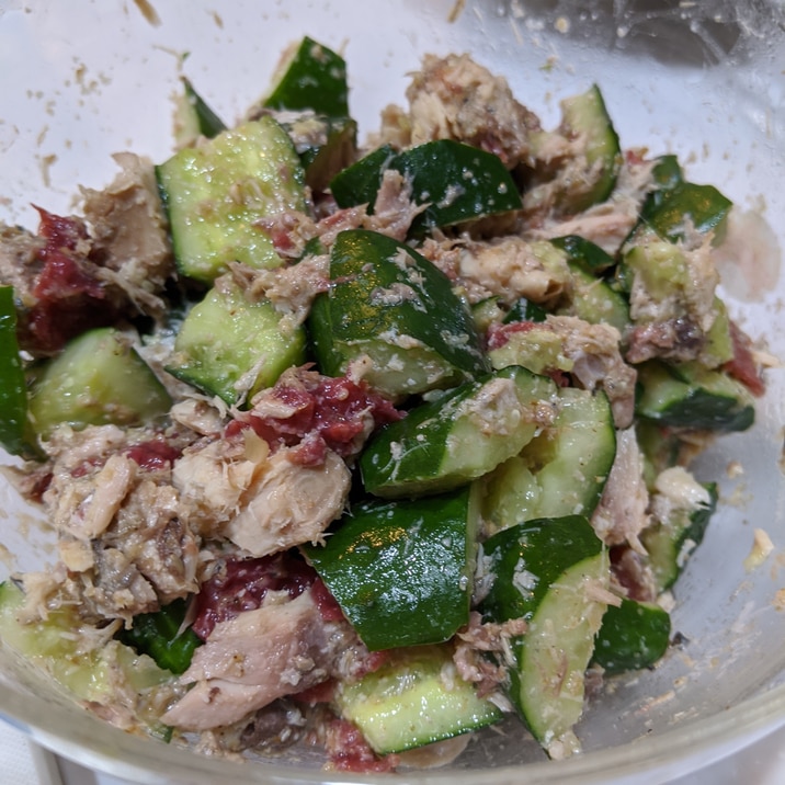 簡単♪主人絶賛!さっぱり☆さば缶できゅうり梅肉和え